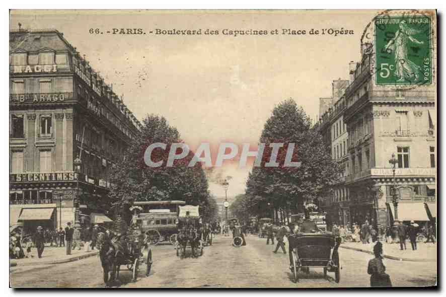 CPA Paris Boulevard des Capucines et place de l'Opera
