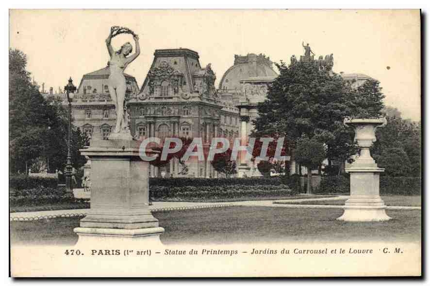 CPA Paris 1er statue du Printemp jardins du carrousel et le Louvre 