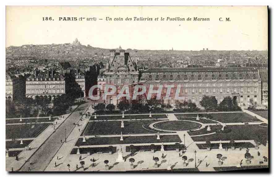 CPA Paris Ier un coin des Tuileries et la Pavillon de Marson 