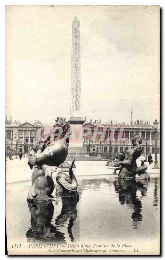 CPA Paris VIII Detail d'une Fontaine de la Place de la Concorde et l'Obelisque de Louqsor