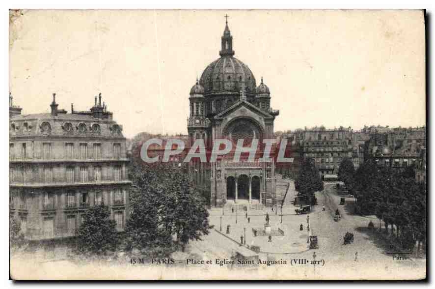 CPA Paris Place et Eglise Saint Augustin VIII arrt