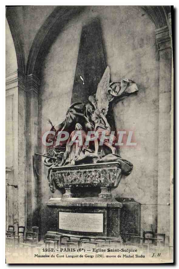 CPA Paris 6 Eglise Saint Sulpice Mausolee du Cure Languet de Gergy Michel slodtz