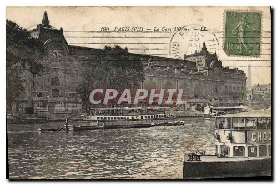 CPA Paris VII La Gare d'Orsay Bateau Peniche