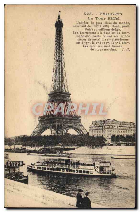 CPA Paris 7 arrt La Tour Eiffel Bateau Peniche