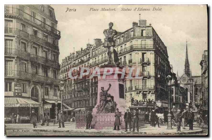 CPA Paris Place Maubert statue d'Etienne Dolet