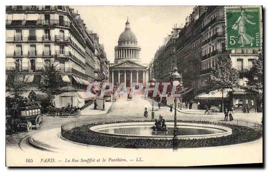 CPA Paris la Rue Soufflot et le Pantheon
