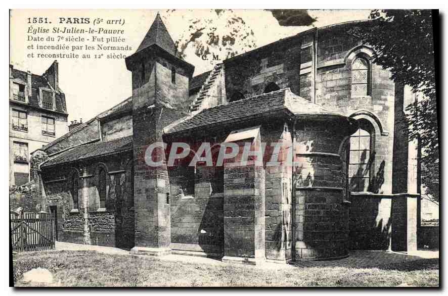 CPA Paris 5e arrt Eglise St Julien le Pauvre date du 7e siecle fut pillee et incendiee par les Norma