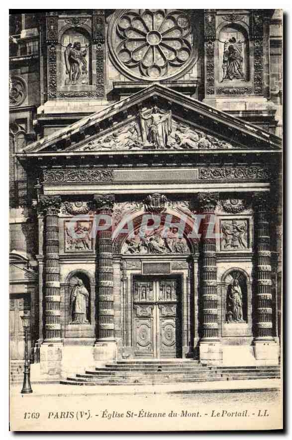 CPA Paris Ve Eglise St Etienne du Mont le Portail