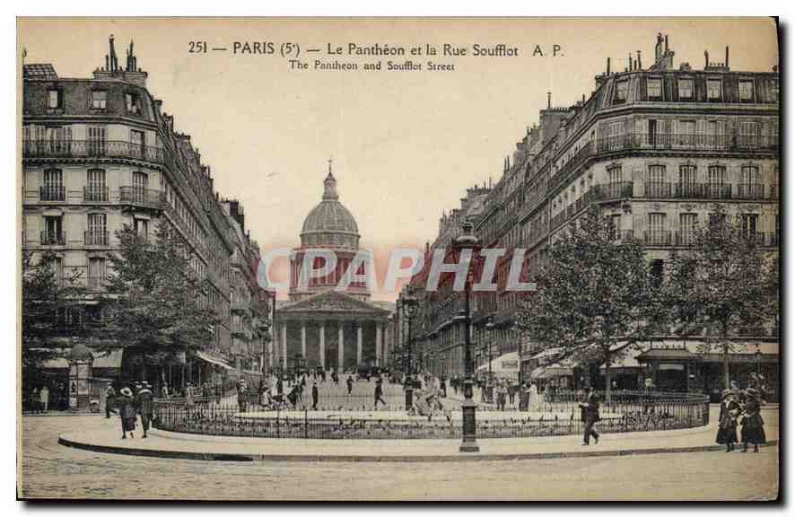 CPA Paris 5e le Pantheon et la rue Soufflot