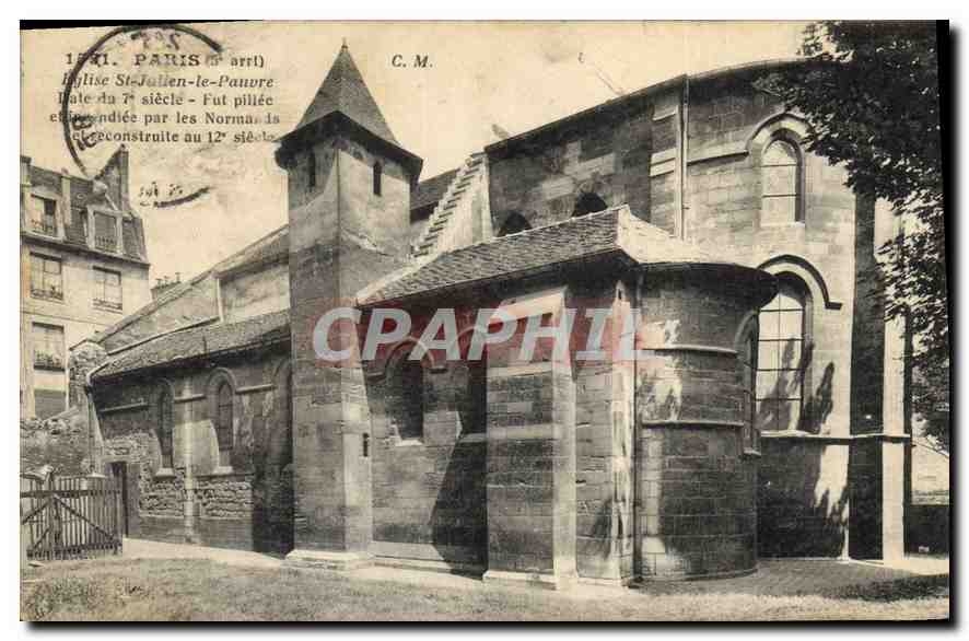 CPA Paris 5e arrt Eglise St Julien le Pauvre date du 7e siecle fut pillee et incendiee par les Norma