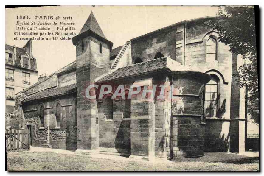 CPA Paris 5e arrt Eglise St Julien le Pauvre date du 7e siecle fut pillee et incendiee par les Norma