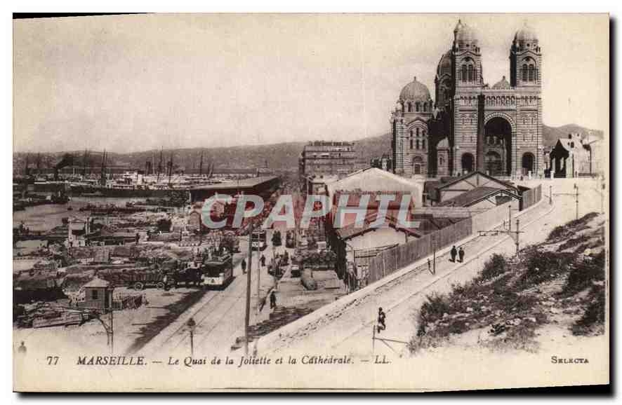 CPA Marseille le Quai de la Joliette et la Cathedrale 