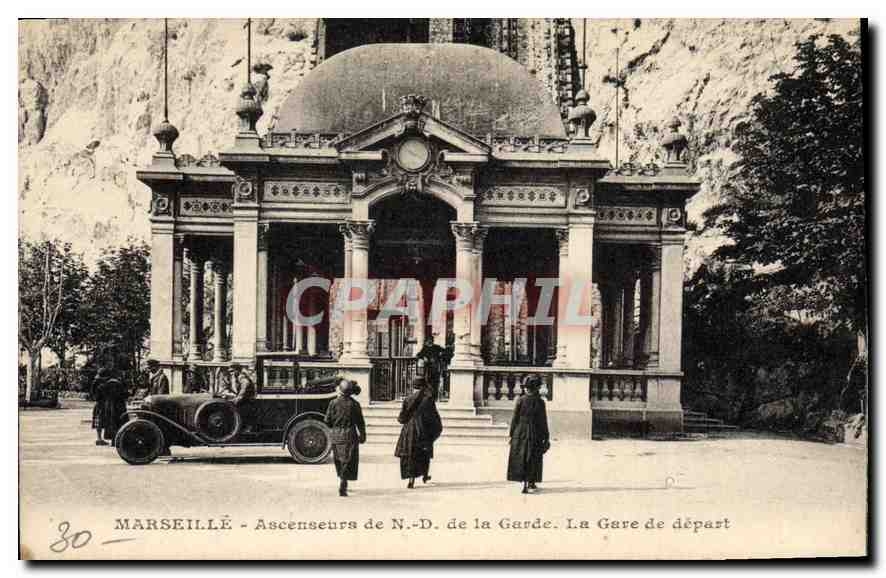 CPA Marseille Ascenseurs de N D de la garde la gare de depart