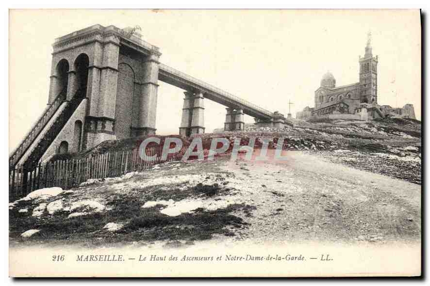 CPA Marseille le Haut des Ascenseurs et Notre Dame de la Garde
