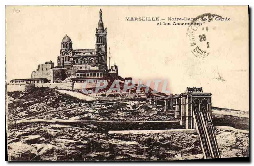 CPA Marseille Notre Dame de la Garde et les Ascenseurs