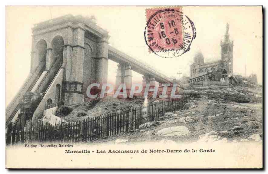 CPA Marseille les Ascenseurs de Notre Dame de la Garde 