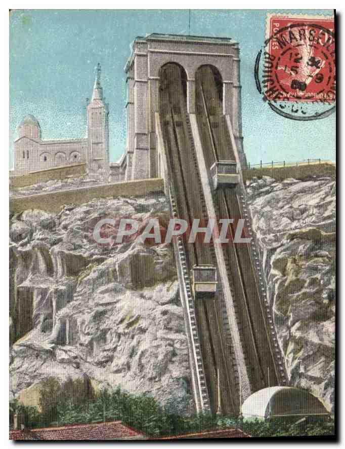 CPA Marseille Ascenseur de N D de la Garde 