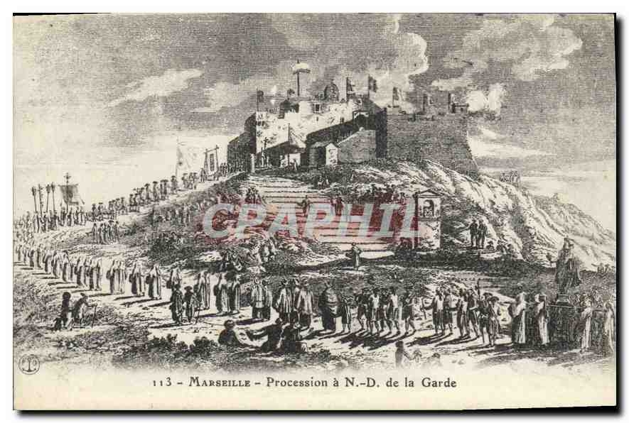 CPA Marseille Procession a N D de la Garde