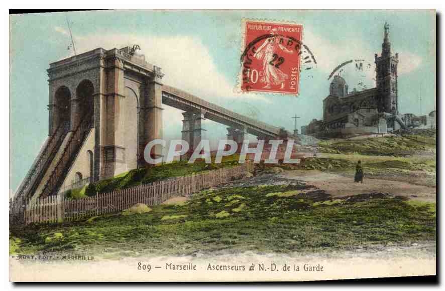 CPA Marseille Ascenseurs et N D de la Garde