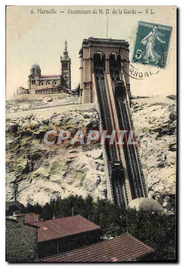 CPA Marseille Ascenseurs de N d de la Garde