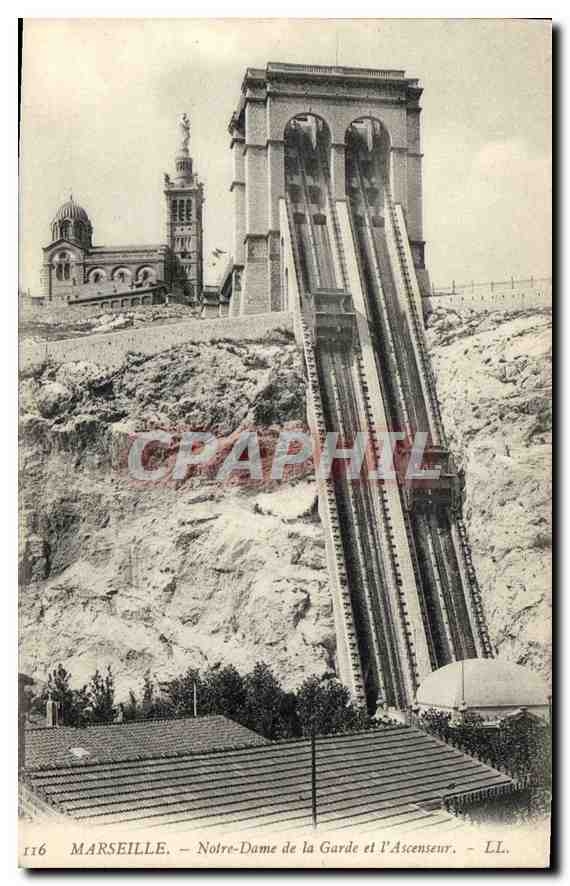 CPA Marseille Notre Dame de la Garde et l'Ascenseurs