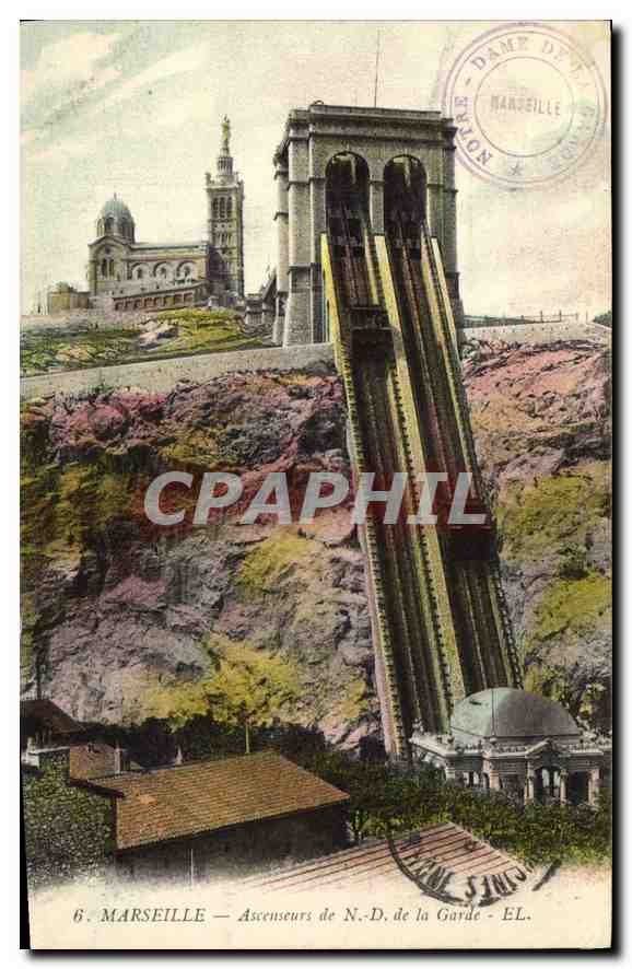 CPA Marseille Ascenseurs de N d de la Garde 