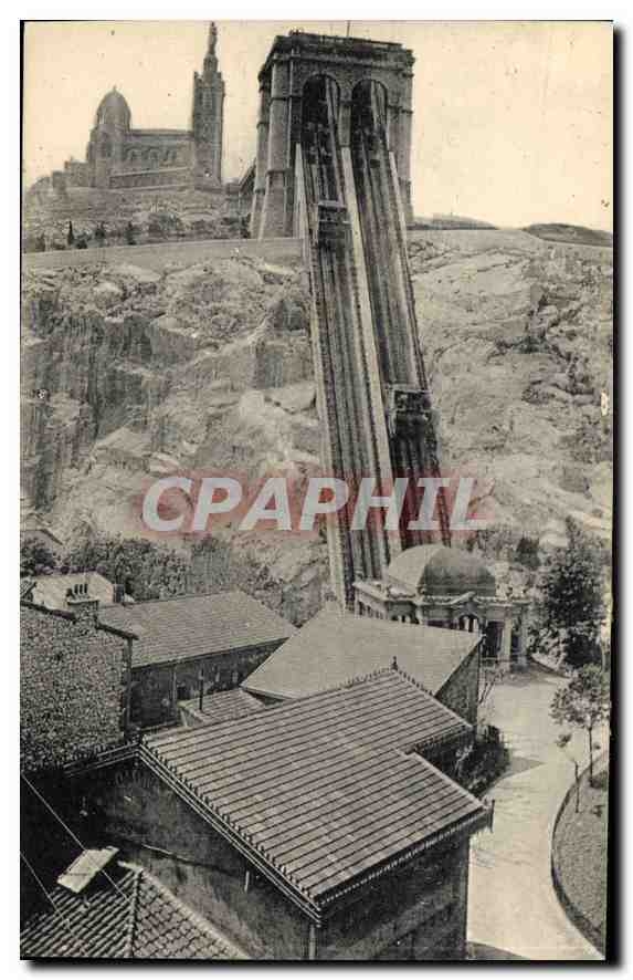 CPA Marseille Les Ascenseurs de Notre Dame de la Garde 
