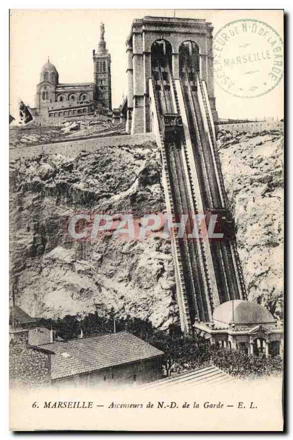 CPA Marseille Ascenseurs de N d de la Garde 