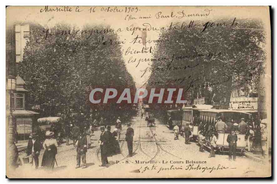 CPA Marseille Le Cours Belsunce Tramway
