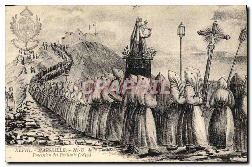 CPA Marseille N D de la Garde Procession des Penitents 