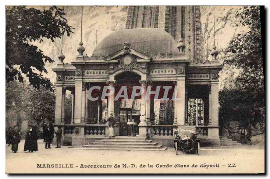 CPA Marseille Ascenseurs de N D de la Garde Gare de depart