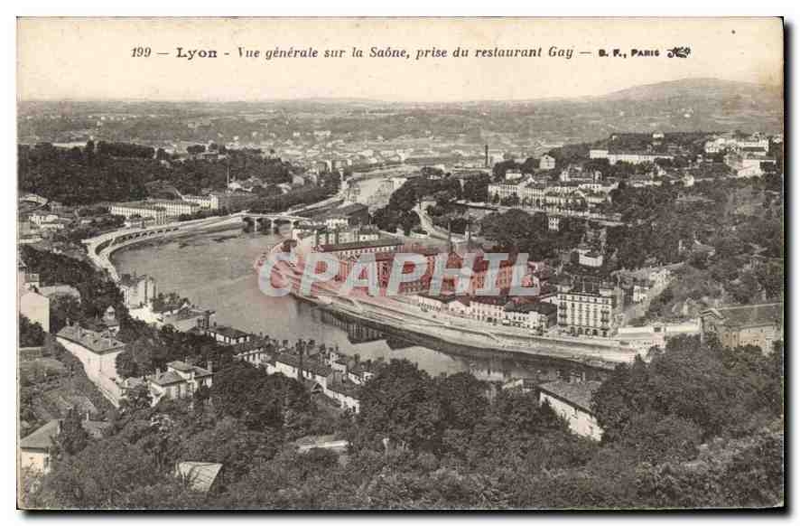 CPA Lyon Vue generale sur la Saone prise du restaurant Gay 