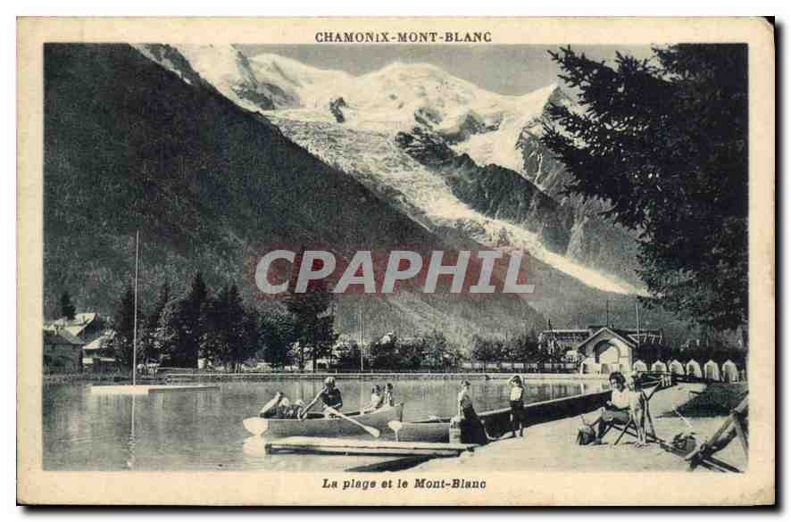 CPA Chamonix Mont Blanc La plage et le Mont Blanc