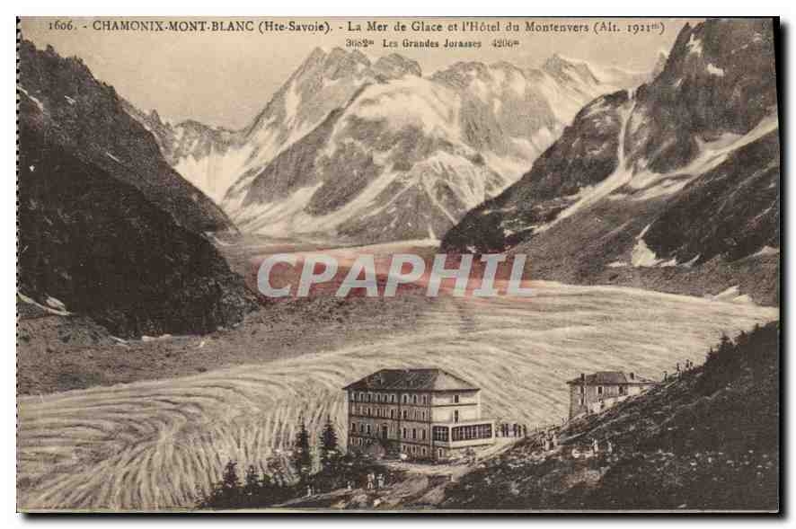 CPA  Chamonix Mont Blanc (Hte Savoie) La Mer de Glace et l'Hotel du Montenvers (Alt 1921 m)
