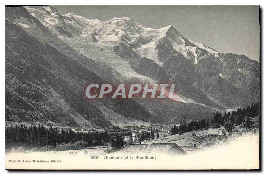 CPA Chamonix Et le Montblanc