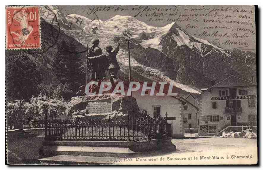 CPA Monument de Saussure et le Mont Blanc a Chamonix