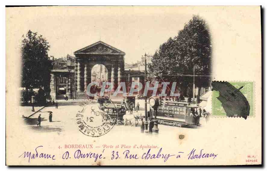 CPA Bordeaux Porte et Place d'Aquitaine Tramway