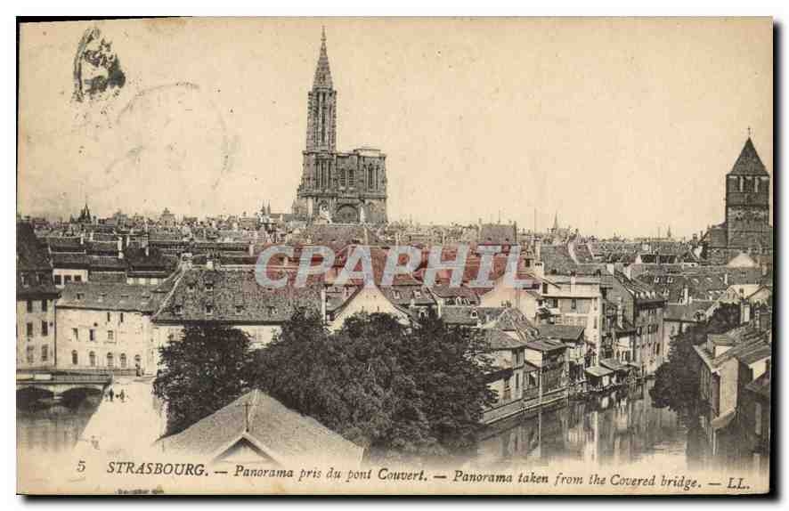 CPA Strasbourg Panorama pris du Pont Couvert