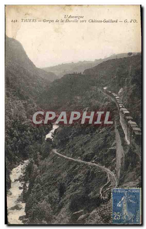 CPA L'Auvergne Thiers Gorges de la Durille vers Chateau Gaillard Train