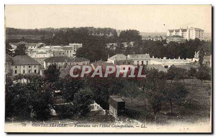 CPA Contrexeville Panorama vers l'Hotel Cosmopolitain