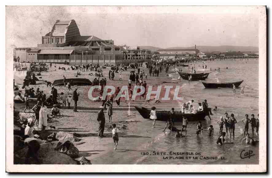 CPA Sete Ensemble de la Plage et le Casino