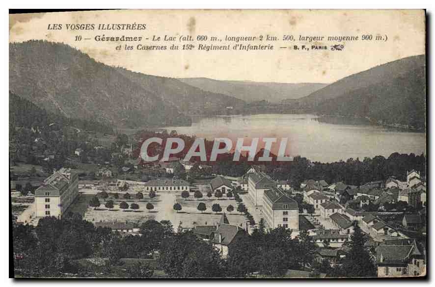 CPA Les Vosgues Illustrees Gerardmer Le Lac (alt 660 m longueur 2 km largeur moyenne 900 m) et les C