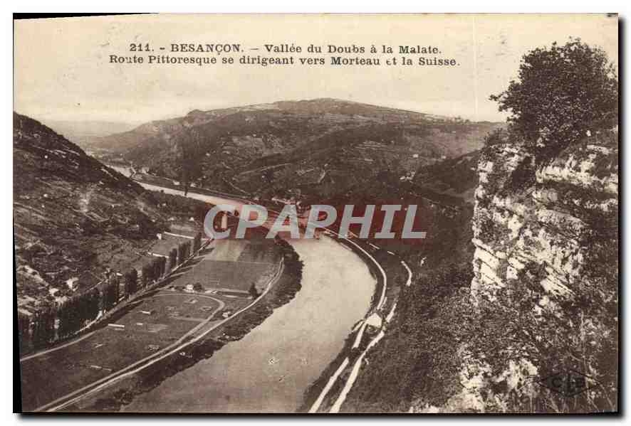 CPA Besancon Vallee du Doubs a la Malate Route Pittoresque se dirigeant vers Morteau et la Suisse