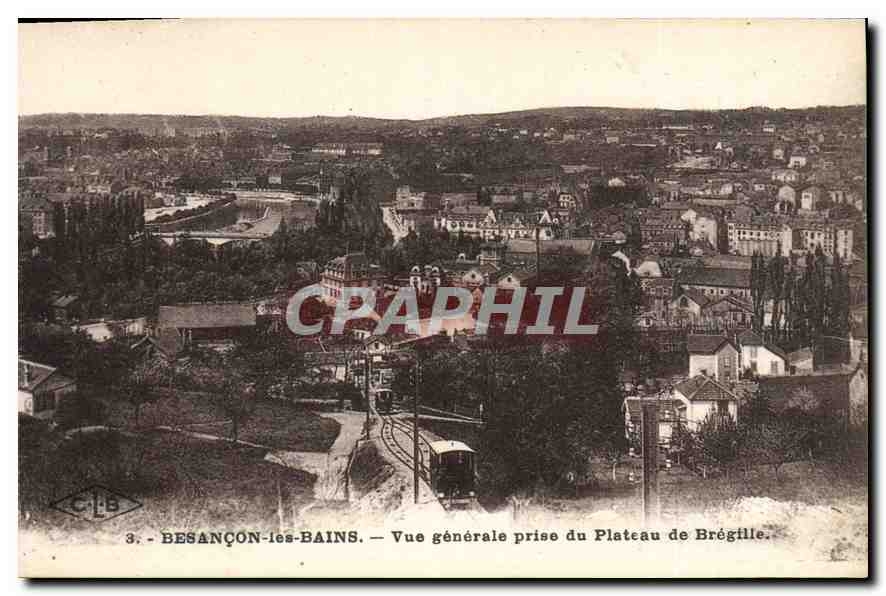 CPA Besancon Les Bains Vue generale prise du Plateau de Bregille