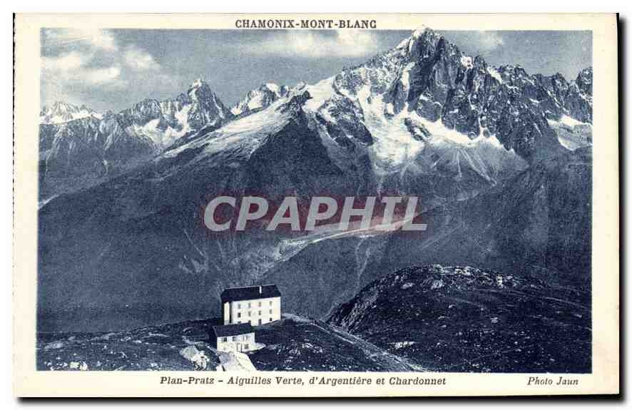 CPA Chamonix Mont Blanc Plan Pratz Aiguilles Vertes d'Argentiere et Chardonnet
