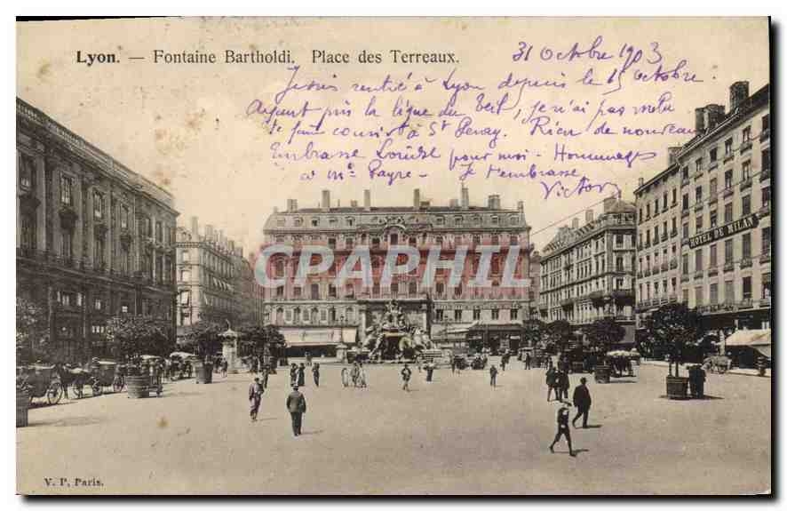 CPA Lyon Fontaine Bartholdi Place des Terreaux