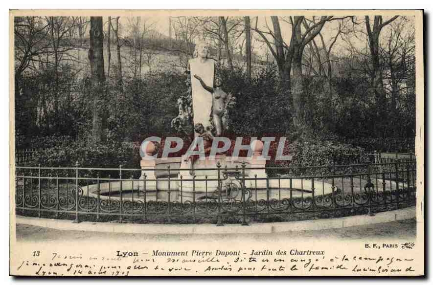CPA Lyon Monument Pierre Dupont Jardin des Chartreux