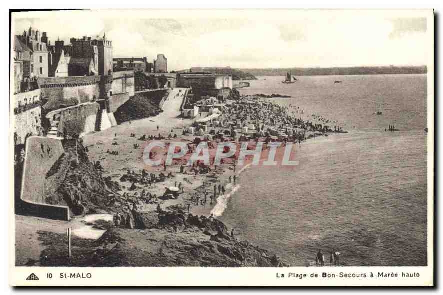CPA St Malo La Plage de Bon Secours a Maree haute