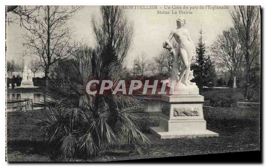 CPA Montpellier Un Coin du Parc de l'Esplanade Statue La Prairie