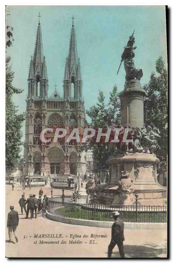 CPA Marseille Eglise des Reformes et Monumnet des Mobiles